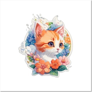 The beautiful cat among the flowers tom and jerry Posters and Art